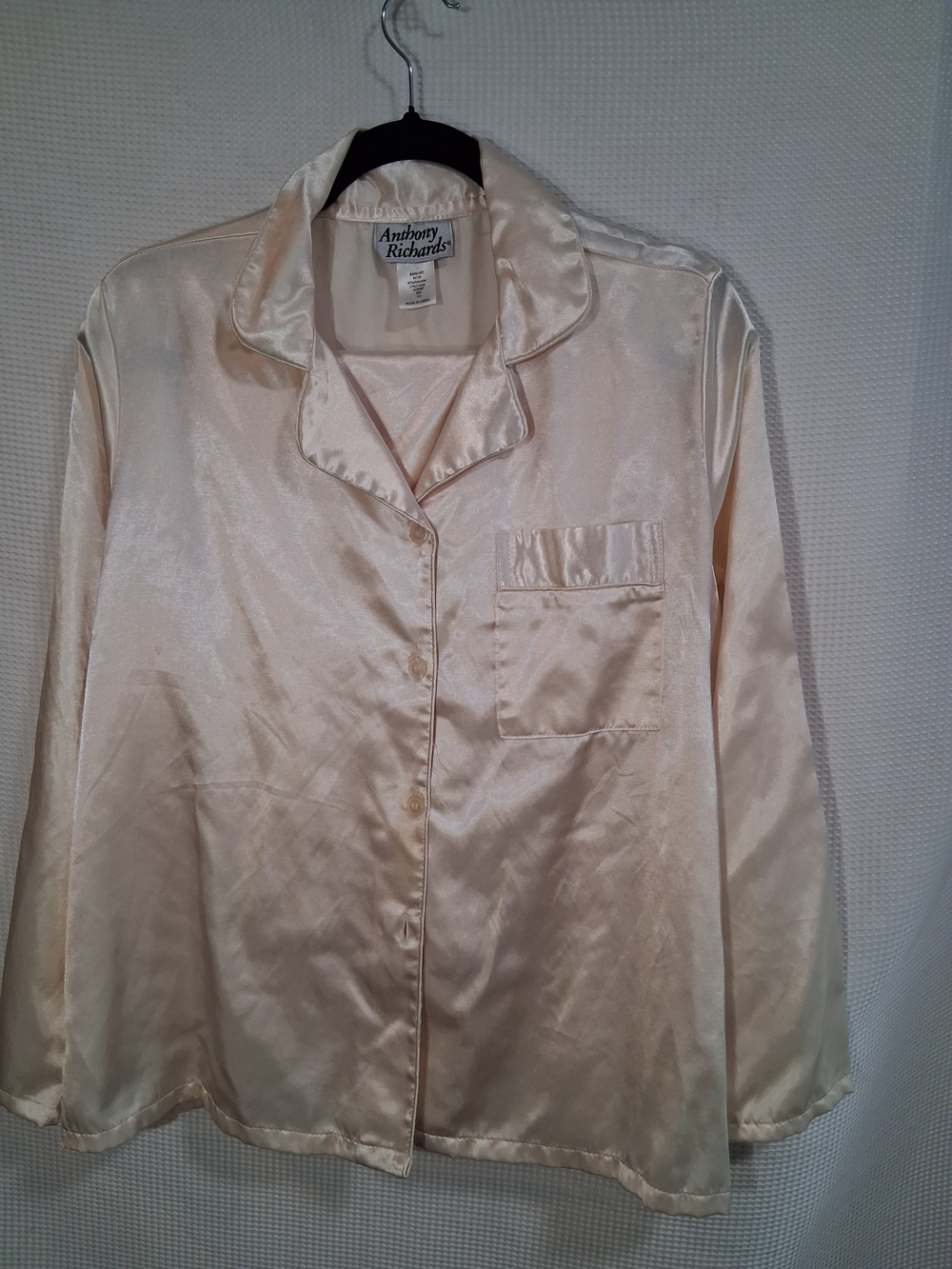 Vtg Anthony Richards Women's Satin Pajama 2 Pcs Set- Cream